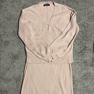 Lulu's Soft Beige Matching Sweater and Skirt